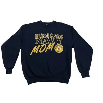 Винтажный темно-синий толстовка женщин большой L синий мама США длинным рукавом - Изображение 1 из 4
