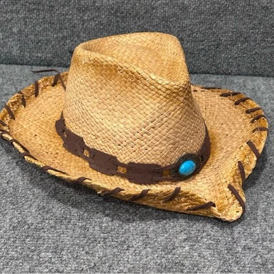 Milani Italy straw hat cowgirl festival 23” inside circumference wired brim - Image 1 of 4
