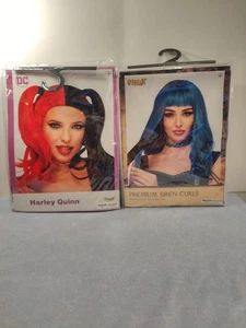 LOT Of ( 2 ) Halloween SPIRIT Hair - DC HARLEY QUINN  / PREMIUM SIREN CURLS - Picture 1 of 8