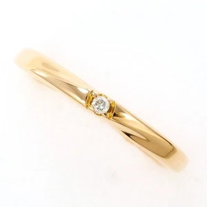 18K Yellow gold ring 5.5 Japan size Diamond TourmalineFreeshippingUsed - Picture 1 of 6