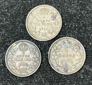 Frühes Kanada 10 Cent 3 Silbermünzen Lot - Bild 1 von 4