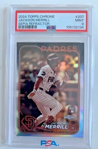 2024 Topps Chrome sepia rc JAACKSON MERRILL! San Diego Padres PSA 9 - Picture 1 of 2