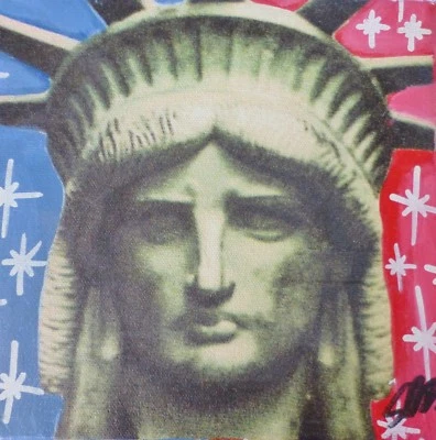 СТАТУЯ СТИВА КАУФМАНА ГОЛОВА СВОБОДЫ УНИКАЛЬНЫЙ ВРУЧНУЮ УКРАШЕННЫЙ ХОЛСТ - Изображение 1 из 3