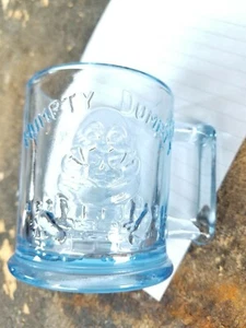 VINTAGE TIARA BLUE DEPRESSION GLASS MUG HUMPTY DUMPTY/TOM TOM PIPERS SON - Picture 1 of 8