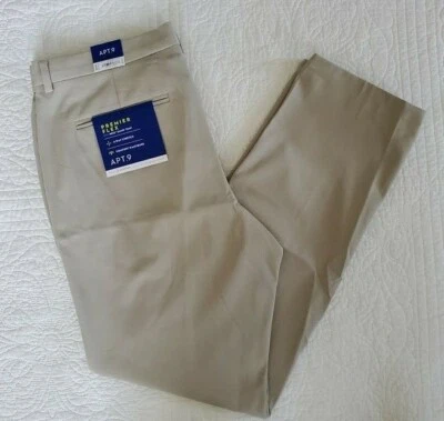 NUEVO Apt. Hombre 9 Pantalones de Vestir Premier Flex Elastizados Calce Ajustado de Kohls Beige Foto 1 de 4
