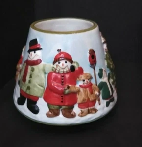 Yankee Candle PEQUEÑO Tarro Sombra Topper Teresa Kogut Muñecos de Nieve Navidad Vacaciones - Imagen 1 de 7