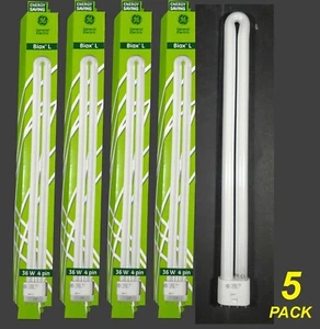 5 x GE Biax L 36W CFL Fluorescent Globes Bulbs 4000K Cool White F36BX/840 2G11 - Picture 1 of 3