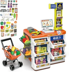 Kids Pretend Role Play Shop Grocery Supermarket 60 Accessories Toy Set w/Trolley - Picture 1 of 9