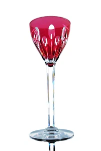 1 VERRE A VIN ROEMER ROUGE EN CRISTAL TAILLE MODELE VIC ST LOUIS 1930 ART DECO - Imagen 1 de 24
