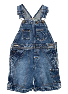 VTG Polo Ralph Lauren Baby 18m Overall shorts Jeans Carpenter 100% cotton Y2K 90 - Picture 1 of 10