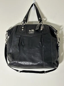 COACH Black Leather Hangbag Purse Tote Shoulder Strap Handles F0968-14297 - Picture 1 of 8