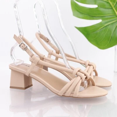 TORRID Women's Sandal Size 9.5 WW Wide Neutral Tan Strappy Slingback Block Heel - Image 1 of 4