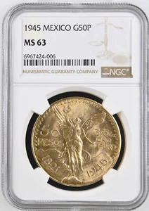 Mexico 1945 50 Peso 41.67 g Gold Libertad Coin NGC MS63 1.2057 Oz AGW GEM BU - Picture 1 of 4