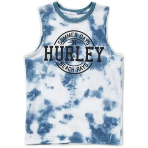 Hurley BOYS Tie Dye Summer Days Beach Rays Muscle Tee Tank Top Blue/White Large - Picture 1 of 6