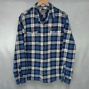 Orvis Check Heavyweight Flannel Cotton Long Sleeve Shirt Jacket Shacket Mens L - Picture 1 of 6