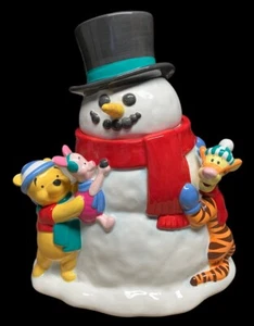 VINTAGE DISNEY SNOWMAN WITH WINNIE THE POOH EYORE AND TIGGER COOKIE JAR SEE DESC - Picture 1 of 12