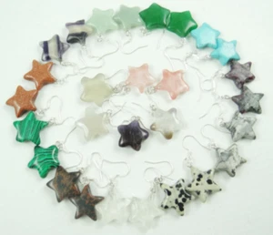 10 Pairs Natural Mixed Stone Stars Reiki Chakra Healing Earrings Jewellery 20mm - Picture 1 of 12