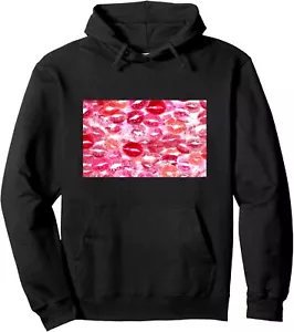 Trendy Lipstick Kisses Hoodie For Boyfriend Pullover Hoodie - Picture 1 of 11