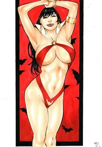 VAMPIRELLA 8X12 ORIGINAL ART DRAWING PINUP PAGE SKETCH CLASSIC VAMPIRE COMIC GGA - Picture 1 of 1