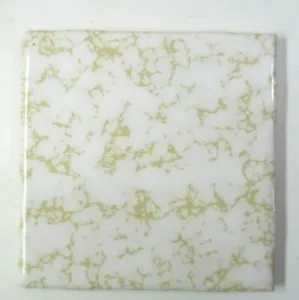 1 Wall Tile CGSC US Ceramic 4-1/4" Mustard Yellow Dapple on Beige Wrinkled MCM - Picture 1 of 9