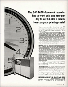 Impresoras de datos de computadora Stromberg-Carlson Corp 4400 1966 anuncio de impresión de fotos retro L91 - Imagen 1 de 1