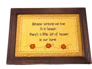 Bordado "Bit Of Heaven" vintage con marco de madera 13,5" x 10" - Imagen 1 de 5