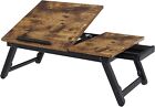 SONGMICS Laptop Desk for Bed or Sofa with Adjustable Tilting Top, BROWN