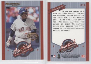 2001 Donruss Fan Club Baseball's Best Bronze Tony Gwynn #218 HOF