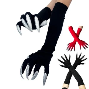 Halloween Ghost Demon Witch Long Nail Gloves Punk Masquerade Props Accessories - Picture 1 of 16