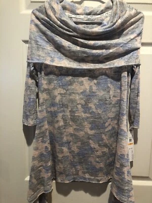 Túnica con cuello capucha estampado vintage Kensie Performance para mujer, pequeña Foto 1 de 4