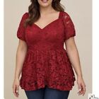 Torrid Red Lace Babydoll Puff Sleeve Top 4X