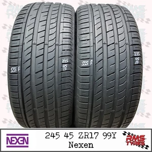 245 45 ZR 17 x2 Nexen 99Y Part Worn Used Tyres 24545ZR17 x2 6.5-6.8mm - Picture 1 of 17