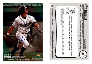 John Matulia Signed 2005 Grandstand Appalachian League Top Prospects Auto