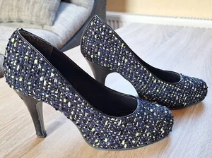 TAMARIS Damen High Heel Pumps Fb. dunkelblau/neongrün Gr. 38 (5) - Bild 1 von 9