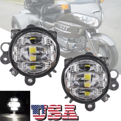 For Honda Goldwing GL1800 2006-2017 White LED Fog Lights DRL W/ Mounting Bracket - Image 1 of 4