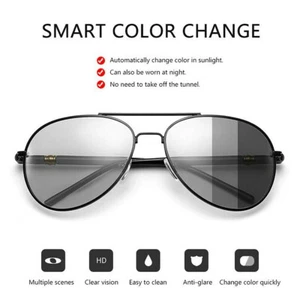 Photochromic Polarized Aviator Sunglasses Premium Frame Unique Design Glasses US - Picture 1 of 6