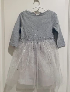 NWT JCREW Crewcuts Girls Gray/White Sequin Princess Tulle Dress, SZ 5T - Picture 1 of 5