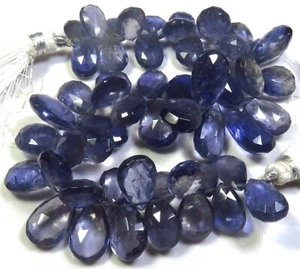 Bonitas cuentas facetadas de iolita azul natural corte pera 10-16 mm 7" hebra LC-1476 - Imagen 1 de 8
