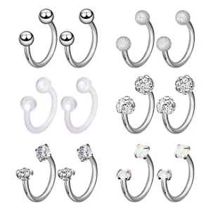 12Pcs Surgical Steel Horseshoe Nose Ring Tragus Lip Ring Cartilage Earring 16G - Picture 1 of 13