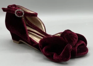 Joyfolie Lucia Burgundy Ruby Velvet Size 10 Wedge Velvet Dress Shoe Holiday - Picture 1 of 16