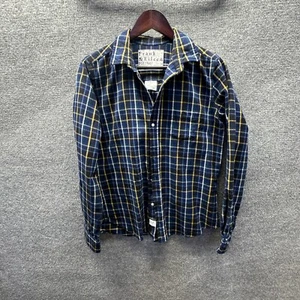 Frank & Eileen Barry Shirt Women Large Blue Gold Flannel Country Cowgirl Core - Picture 1 of 12