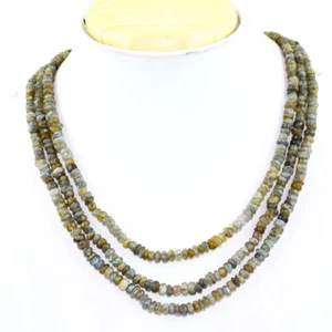 Collar de cuentas de labradorita natural de 3 hilos de 329,00 quilates con forma redonda NK 02E85 - Imagen 1 de 3