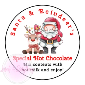 Santa Christmas Hot Chocolate Stickers Reindeer Labels Xmas Father Christmas - Picture 1 of 1