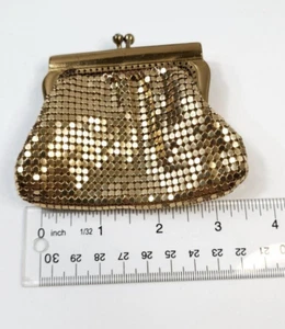 Small Gold Mesh Coin Change Purse Crystal Hinge Snap Made In Germany  - Picture 1 of 7