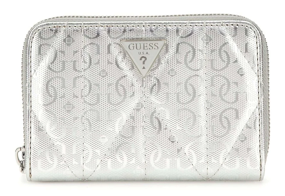 GUESS borsa Aldina SLG Medium Zip Around Wallet Silver - Immagine 1 di 3