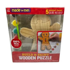 Neu Lebkuchenmann Holz Kinder Weihnachten Malen Puzzle-Alter 6+ - Bild 1 von 6
