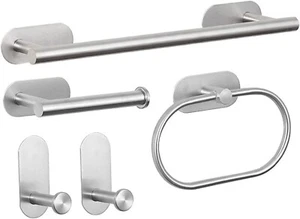 Brushed Nickel Bathroom Accessories Set - Toilet Paper Holder, 5 Piece - Picture 1 of 4