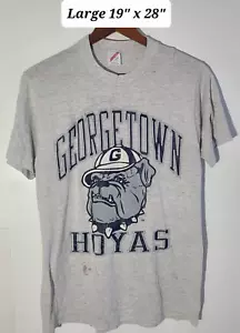 T-shirt vintage 1991 Georgetown Hoyas Jerzees grigia grande punto singolo invecchiata - Foto 1 di 9