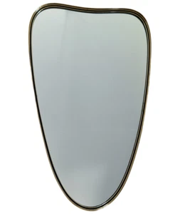 fine vintage Mid-Century Design Glass & Brass Mirror Heart Shape 23,5" x 15,5" - Picture 1 of 6