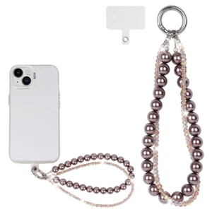 Fashion Round Imitation Pearl Key Chain Phone Bag Backpack Cellphone Charm - Picture 1 of 9